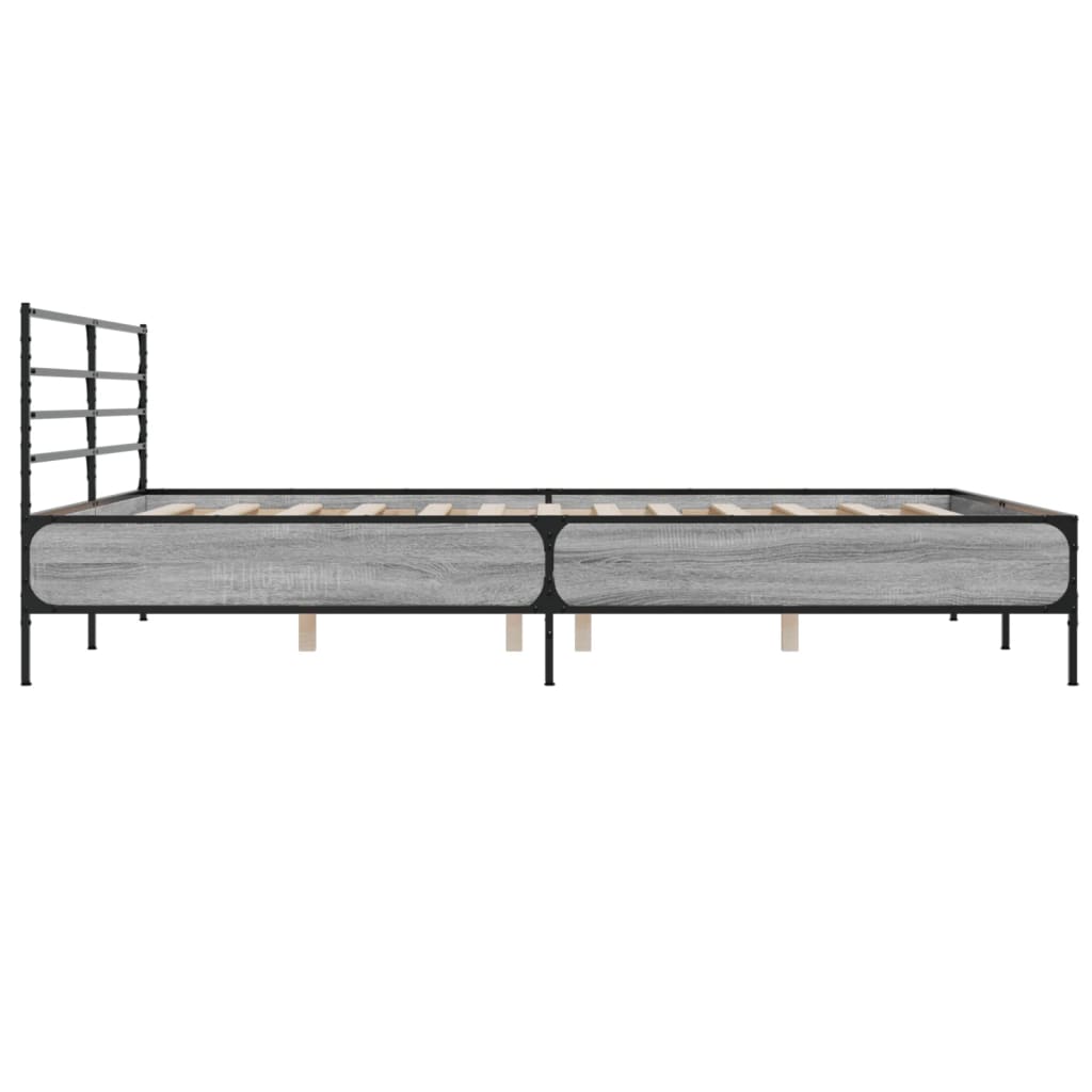 vidaXL Bed Frame | Grey Sonoma | Engineered Wood and Metal | Double | Bed Frame