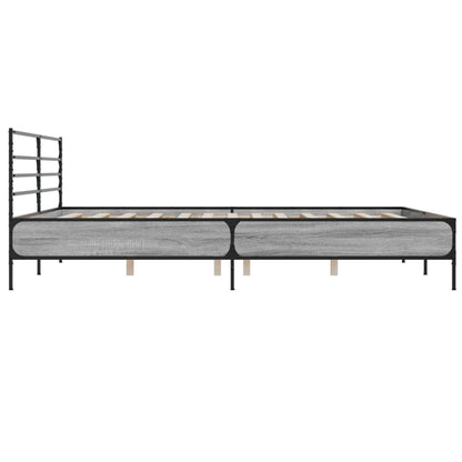 vidaXL Bed Frame | Grey Sonoma | Engineered Wood and Metal | Double | Bed Frame