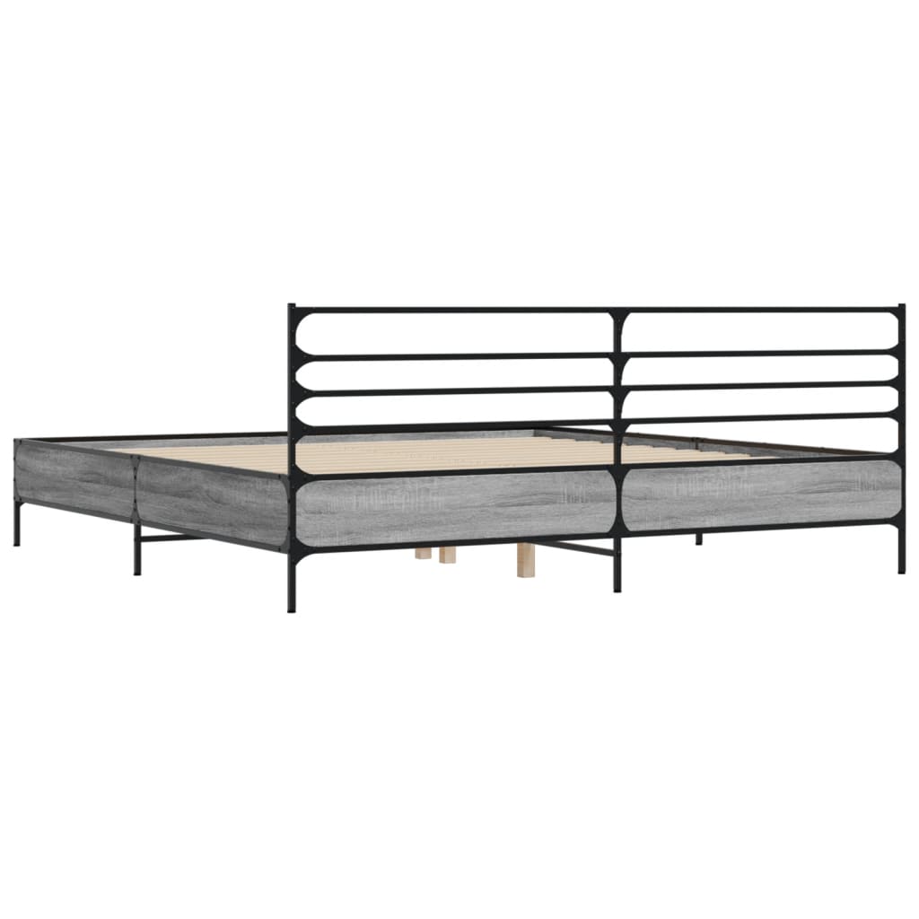 vidaXL Bed Frame | Grey Sonoma | Engineered Wood and Metal | Double | Bed Frame