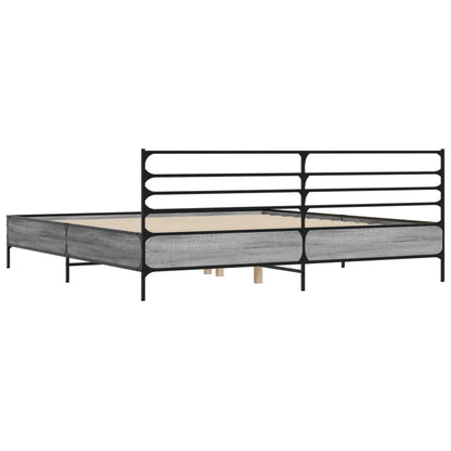 vidaXL Bed Frame | Grey Sonoma | Engineered Wood and Metal | Double | Bed Frame