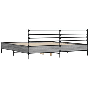 vidaXL Bed Frame Grey Sonoma 200x200 cm Engineered Wood and Metal