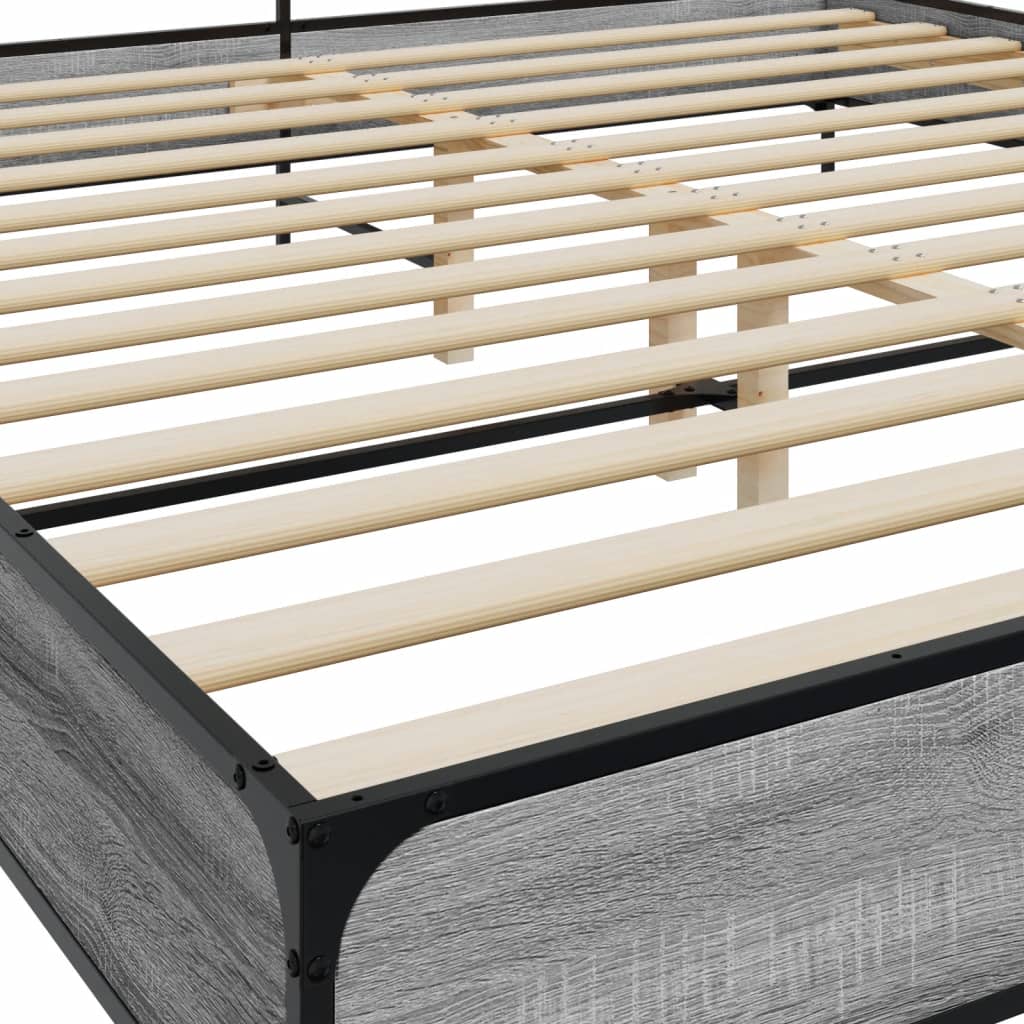vidaXL Bed Frame | Grey Sonoma | Engineered Wood and Metal | Double | Bed Frame