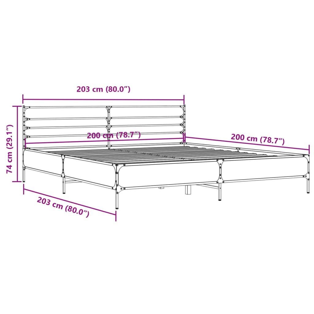 vidaXL Bed Frame without Mattress Brown Oak 200x200 cm