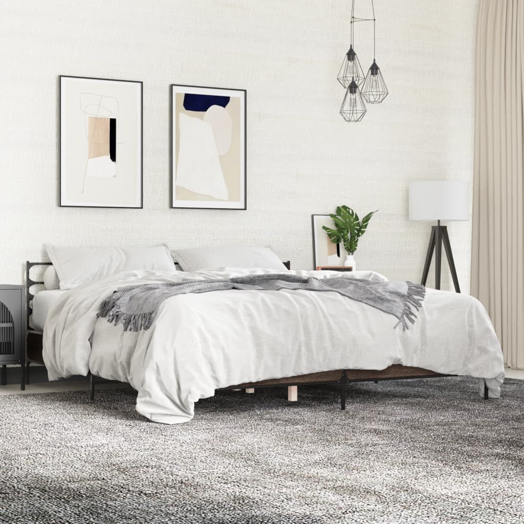 vidaXL Bed Frame without Mattress Brown Oak 200x200 cm