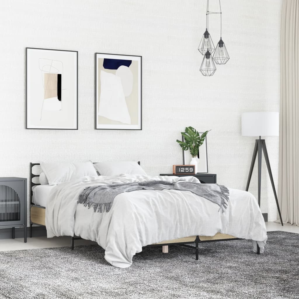 vidaXL Bed Frame without Mattress Sonoma Oak 120x190 cm Small Double