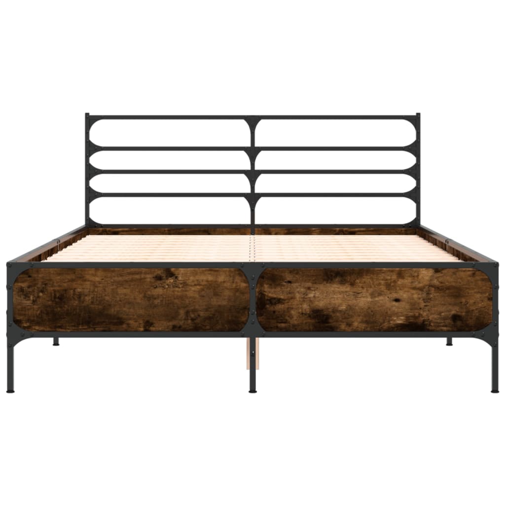 vidaXL Bed Frame without Mattress Smoked Oak 120x190 cm Small Double