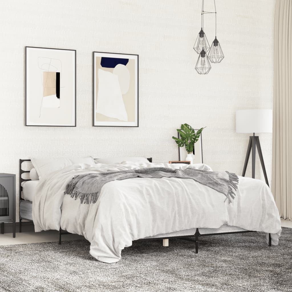 vidaXL Bed Frame without Mattress Grey Sonoma 120x190 cm Small Double