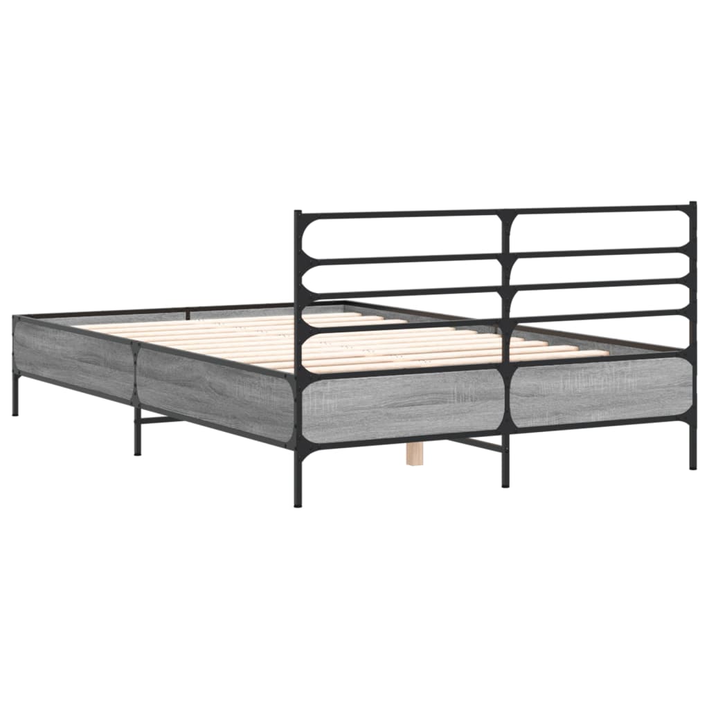 vidaXL Bed Frame without Mattress Grey Sonoma 135x190 cm Double