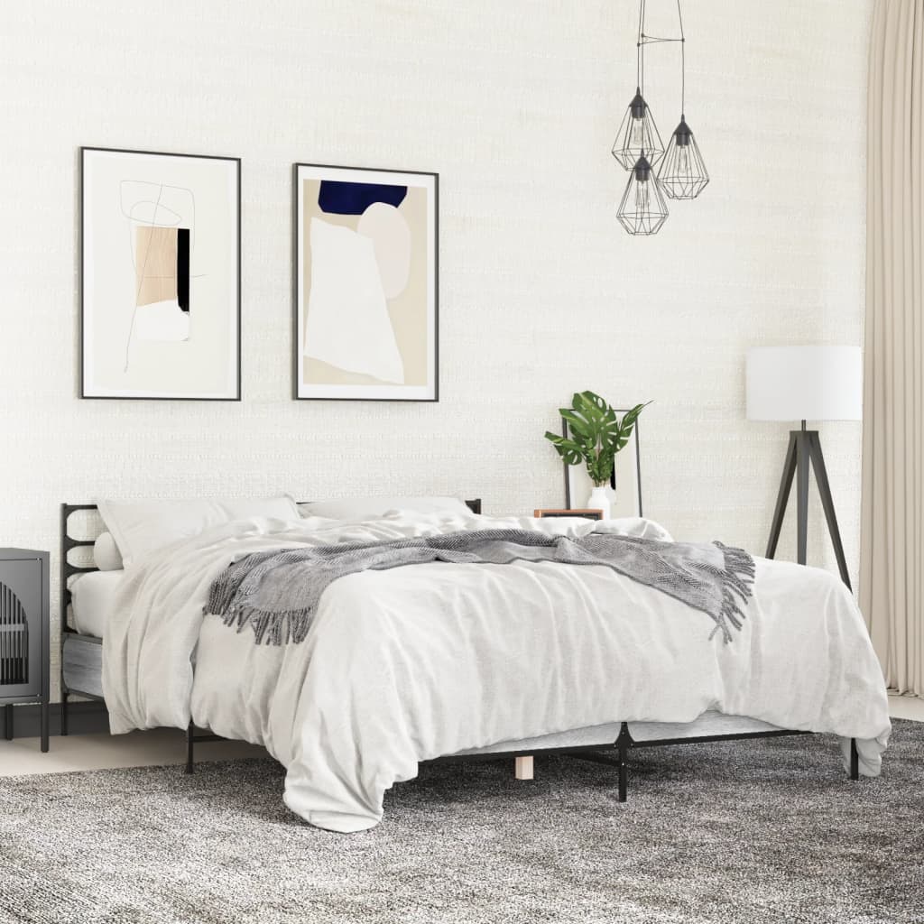 vidaXL Bed Frame without Mattress Grey Sonoma 135x190 cm Double