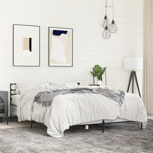 vidaXL Bed Frame without Mattress Grey Sonoma 135x190 cm Double