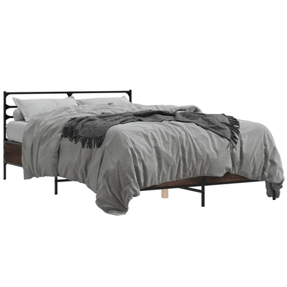 vidaXL Bed Frame | Brown Oak | Engineered Wood | 135x190 cm Double |  Durable