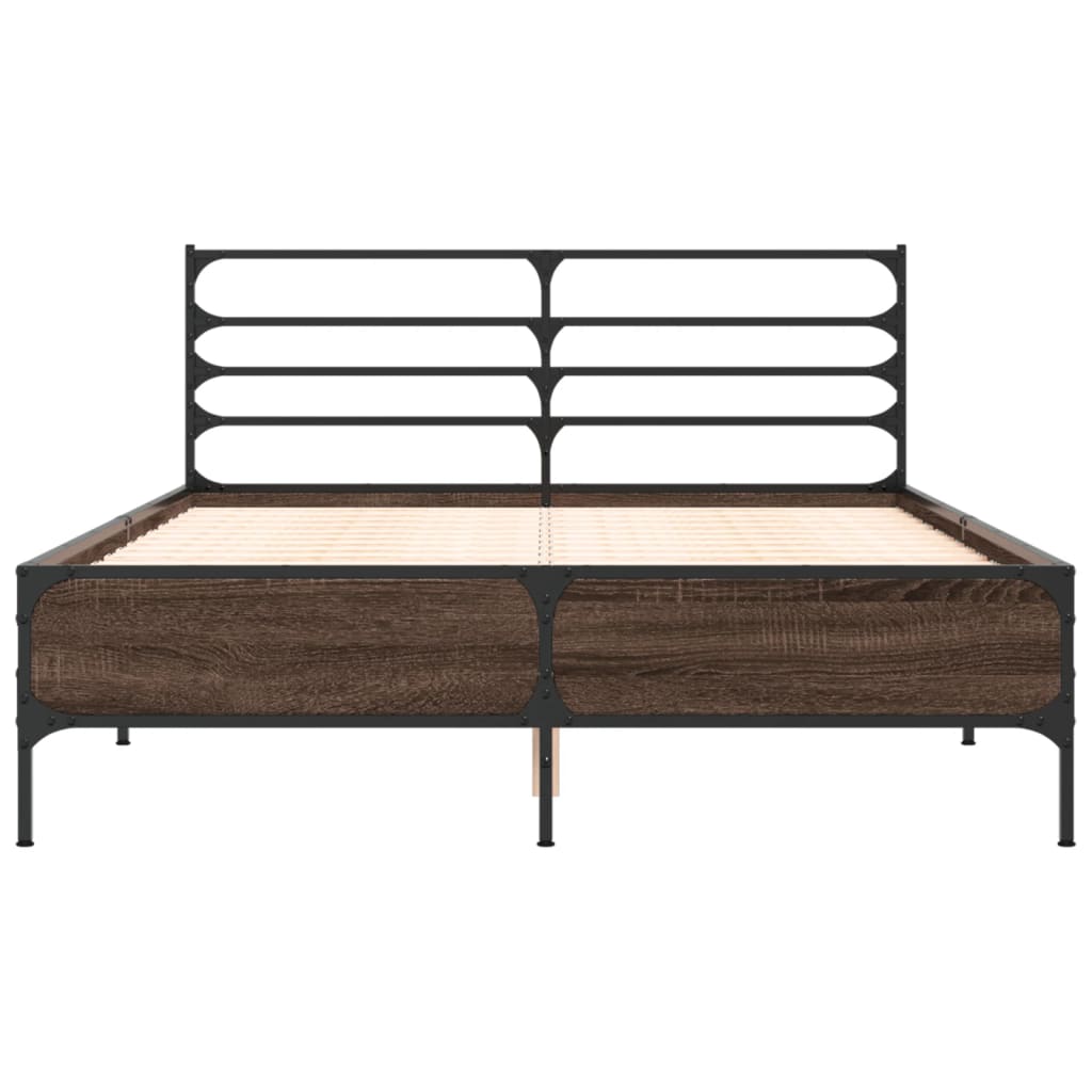vidaXL Bed Frame | Brown Oak | Engineered Wood | 135x190 cm Double |  Durable