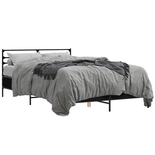 vidaXL Bed Frame | Black | Engineered wood and metal | Double | Modern