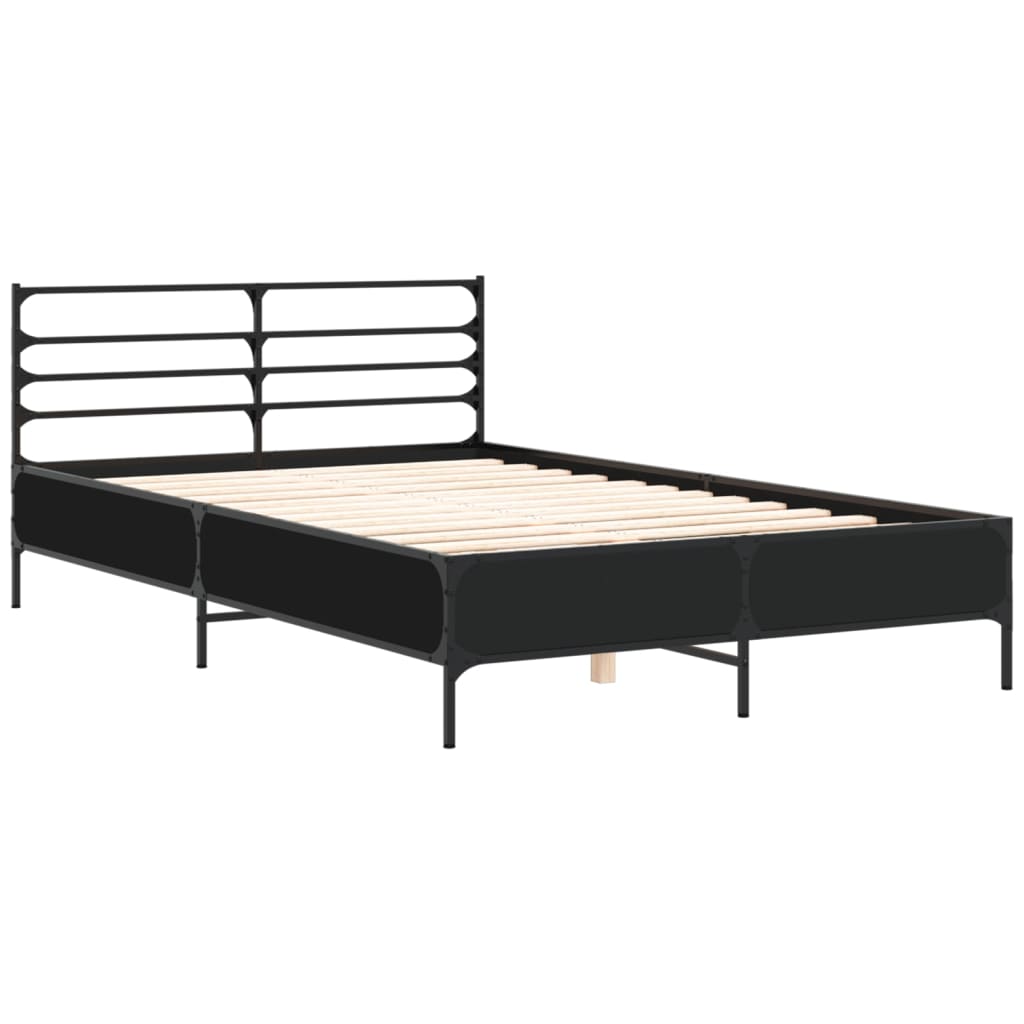 vidaXL Bed Frame | Black | Engineered wood and metal | Double | Modern