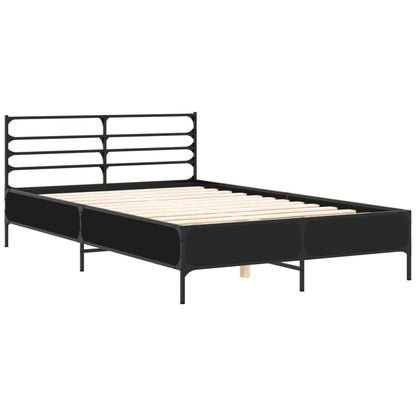 vidaXL Bed Frame | Black | Engineered wood and metal | Double | Modern
