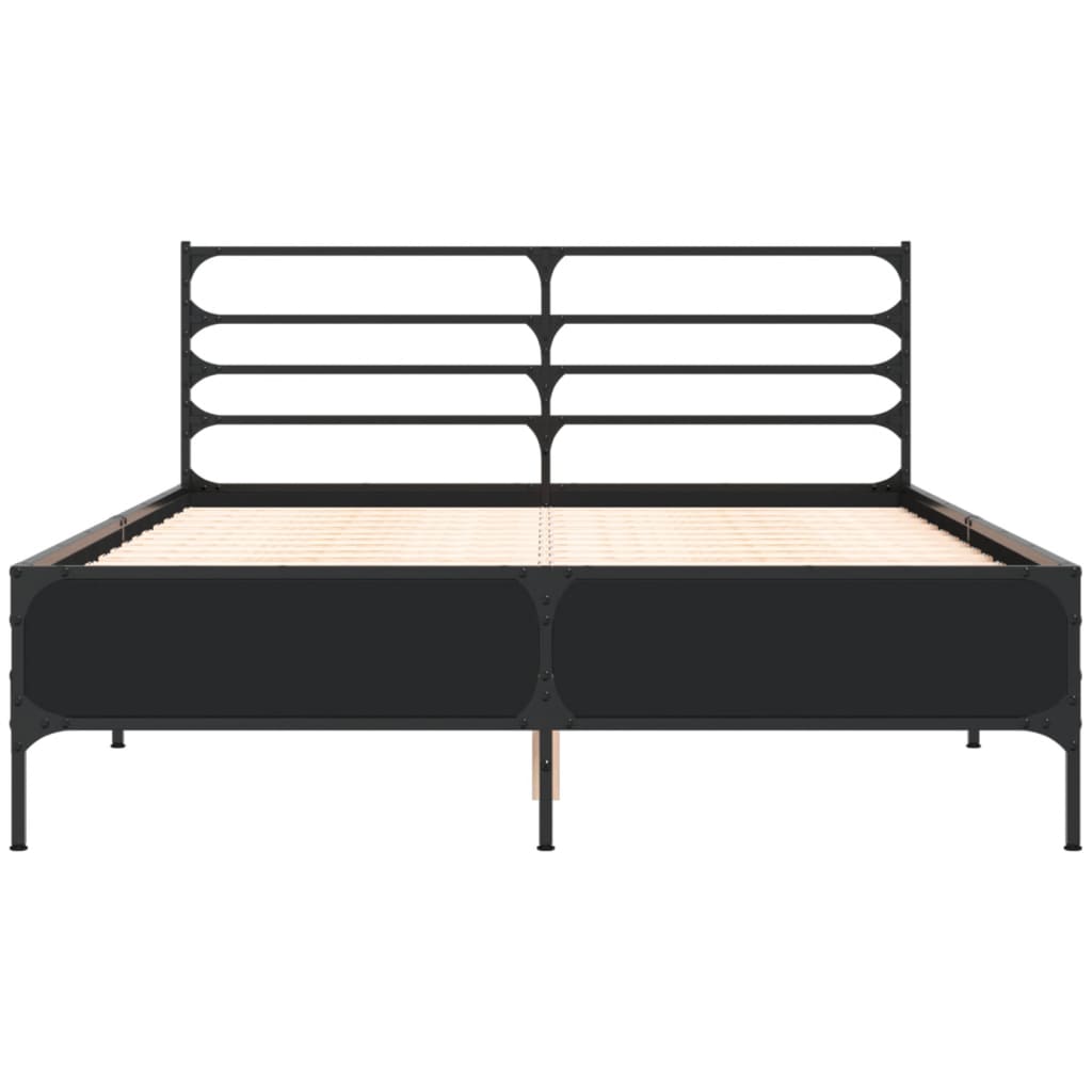 vidaXL Bed Frame | Black | Engineered wood and metal | Double | Modern