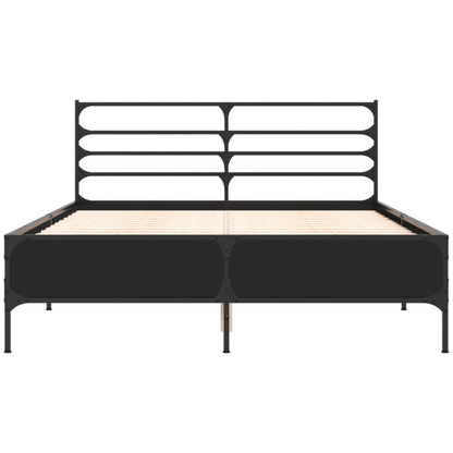 vidaXL Bed Frame | Black | Engineered wood and metal | Double | Modern