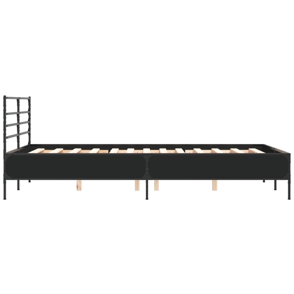 vidaXL Bed Frame | Black | Engineered wood and metal | Double | Modern