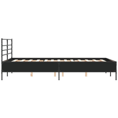 vidaXL Bed Frame | Black | Engineered wood and metal | Double | Modern