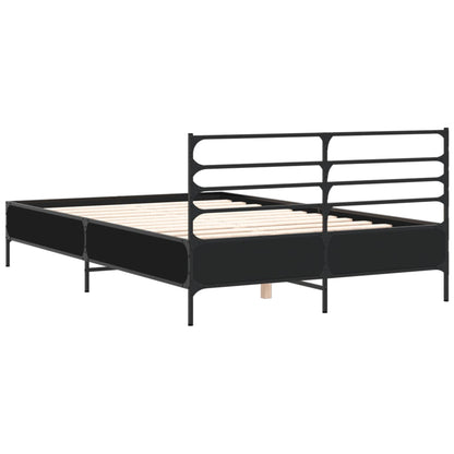 vidaXL Bed Frame | Black | Engineered wood and metal | Double | Modern