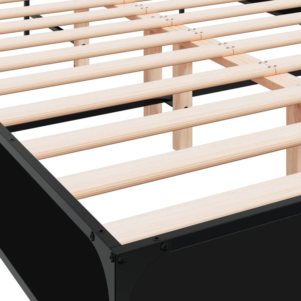 vidaXL Bed Frame | Black | Engineered wood and metal | Double | Modern