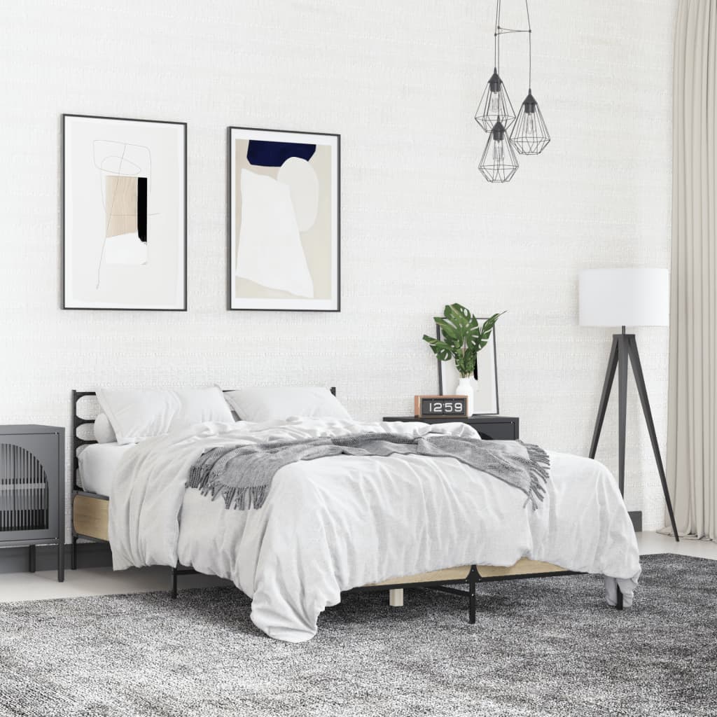 vidaXL Bed Frame without Mattress Sonoma Oak 140x190 cm
