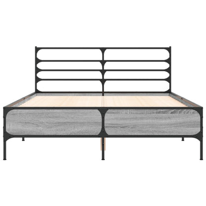 vidaXL Bed Frame | Grey Sonoma | Engineered wood, metal, plywood | 140x190 cm