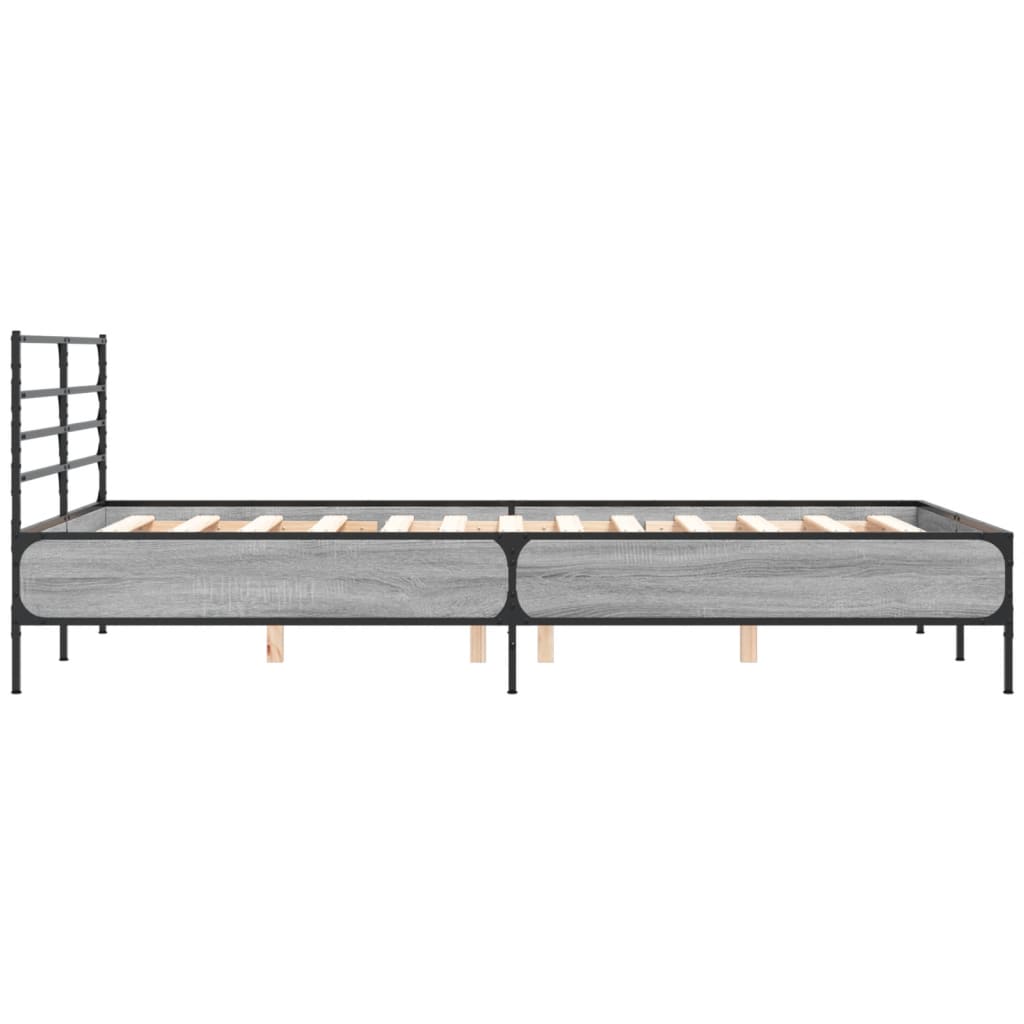 vidaXL Bed Frame | Grey Sonoma | Engineered wood, metal, plywood | 140x190 cm