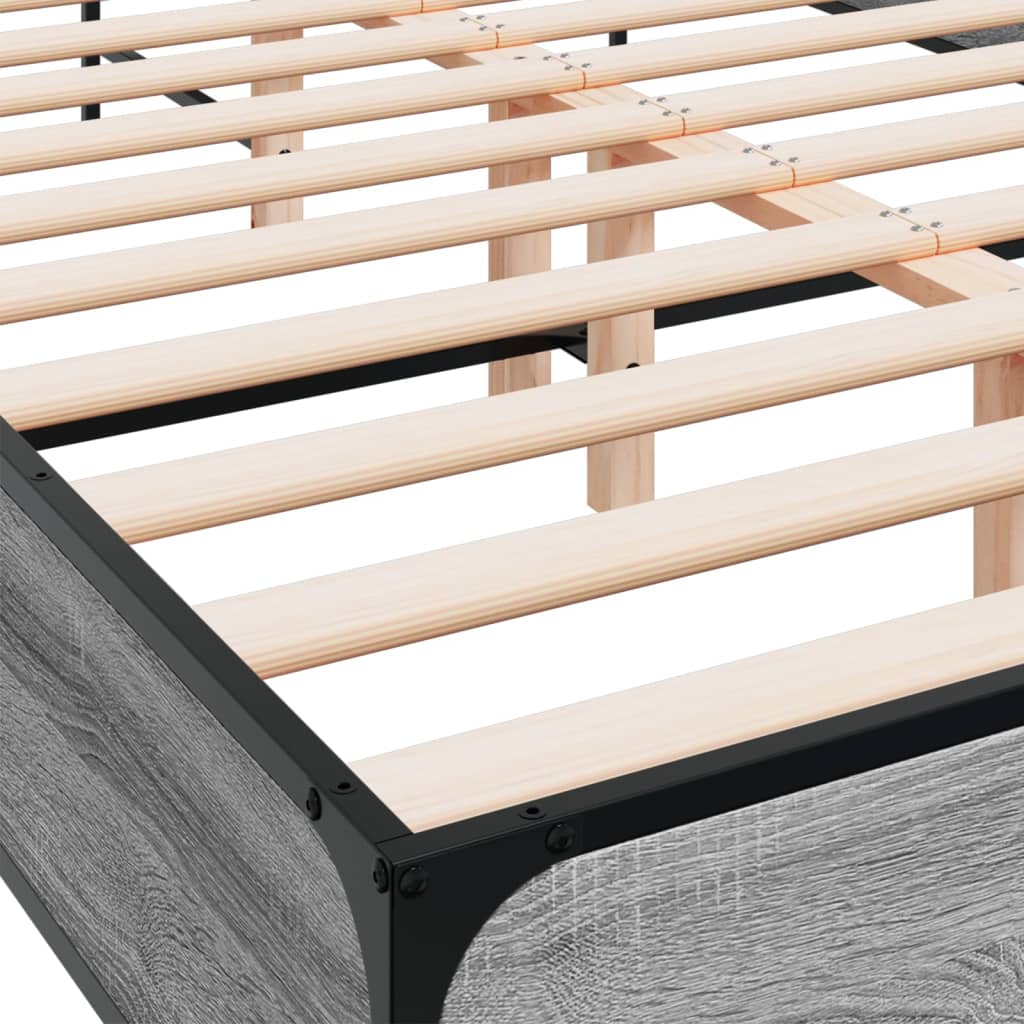 vidaXL Bed Frame | Grey Sonoma | Engineered wood, metal, plywood | 140x190 cm
