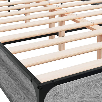 vidaXL Bed Frame | Grey Sonoma | Engineered wood, metal, plywood | 140x190 cm