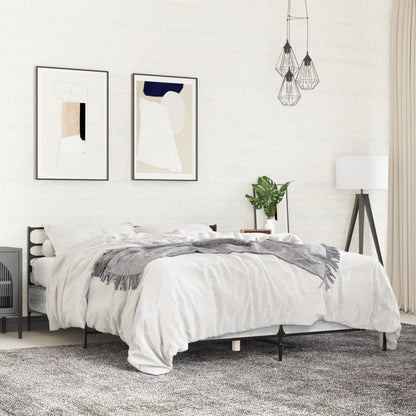 vidaXL Bed Frame | Grey Sonoma | Engineered wood, metal, plywood | 140x190 cm
