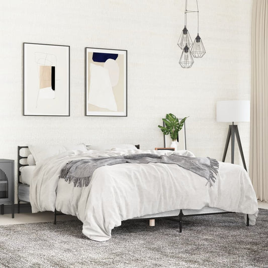 vidaXL Bed Frame | Grey Sonoma | Engineered wood, metal, plywood | 140x190 cm