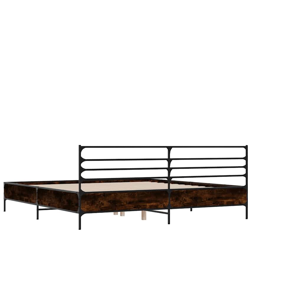 vidaXL Bed Frame | Brown oak | Engineered wood, metal, plywood | Double