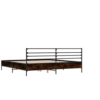 vidaXL Bed Frame | Brown oak | Engineered wood, metal, plywood | Double