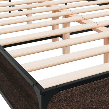 vidaXL Bed Frame | Brown oak | Engineered wood, metal, plywood | Double