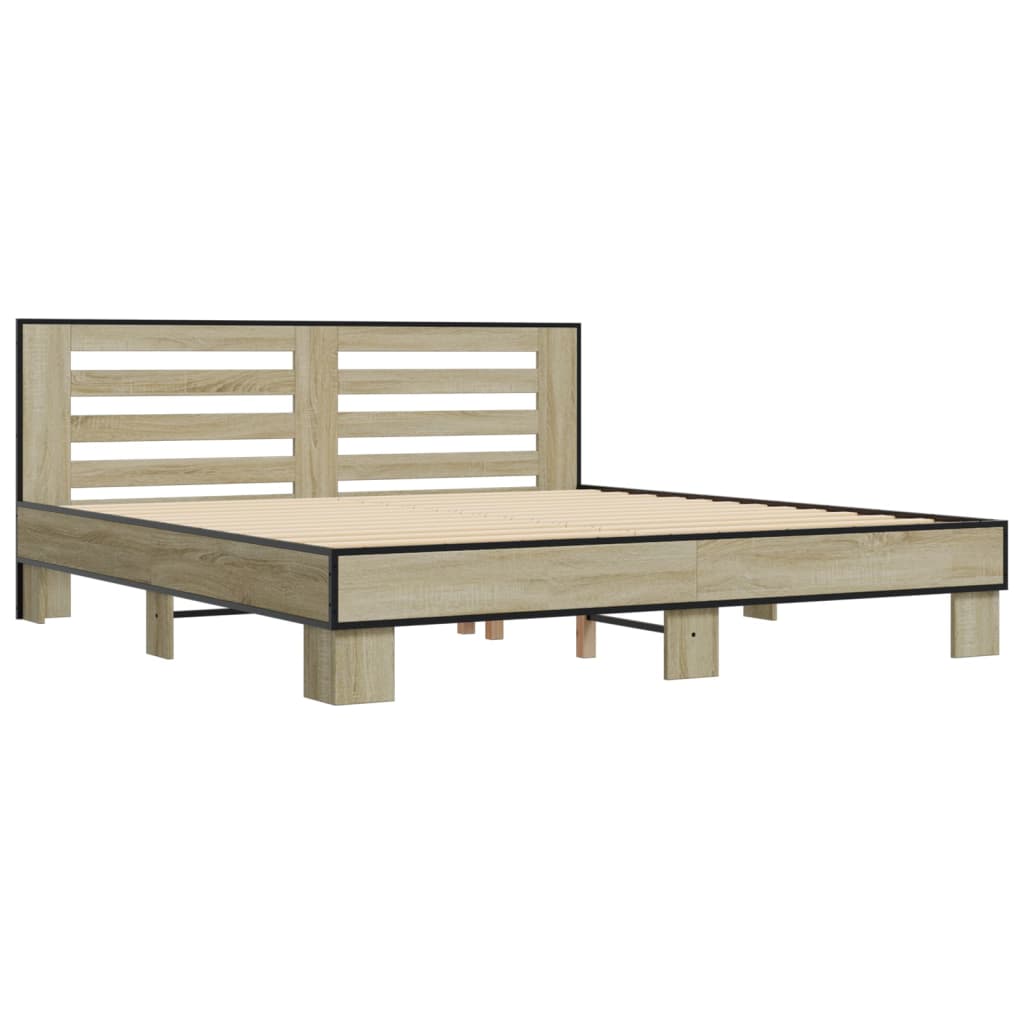 vidaXL Bed Frame | Sonoma Oak | Engineered wood, metal | Double | Durable