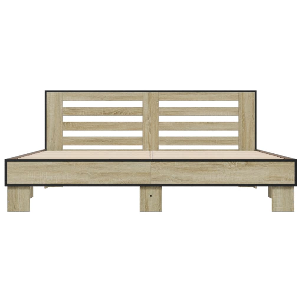 vidaXL Bed Frame | Sonoma Oak | Engineered wood, metal | Double | Durable