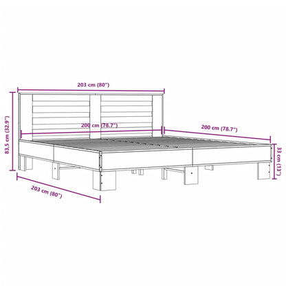 vidaXL Bed Frame | Sonoma Oak | Engineered wood, metal | Double | Durable