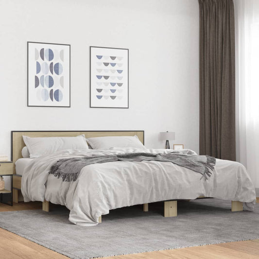 vidaXL Bed Frame | Sonoma Oak | Engineered wood, metal | Double | Durable