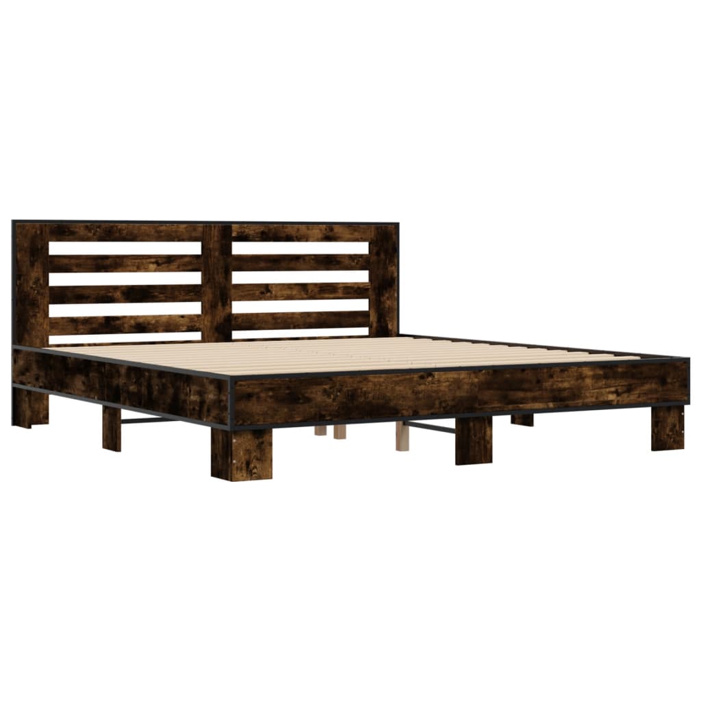 vidaXL Bed Frame without Mattress Smoked Oak 200x200 cm