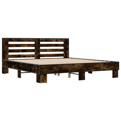 vidaXL Bed Frame without Mattress Smoked Oak 200x200 cm