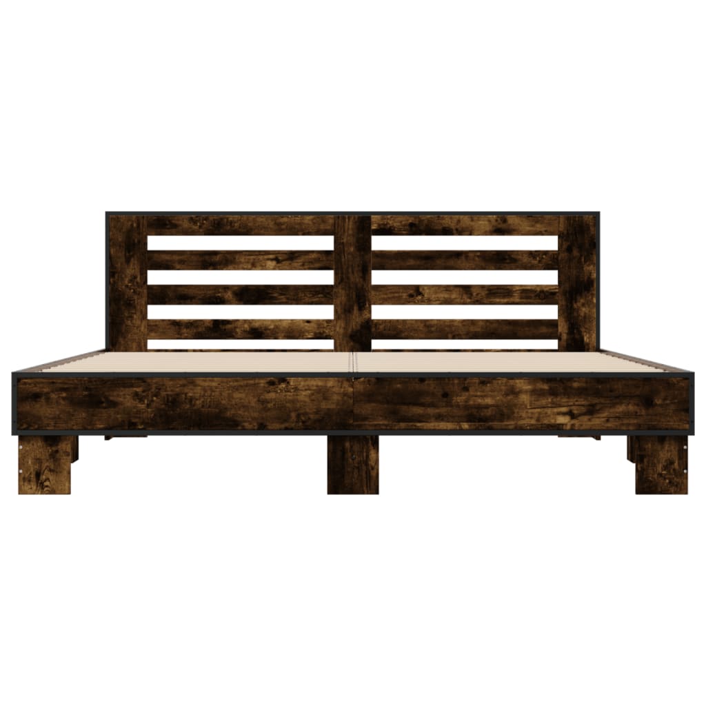 vidaXL Bed Frame without Mattress Smoked Oak 200x200 cm