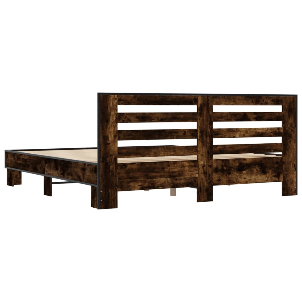 vidaXL Bed Frame without Mattress Smoked Oak 200x200 cm