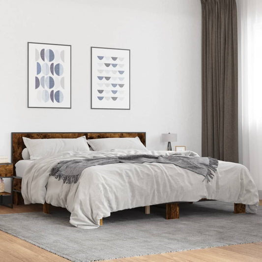 vidaXL Bed Frame without Mattress Smoked Oak 200x200 cm