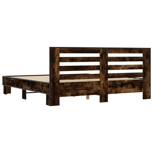 vidaXL Bed Frame Smoked Oak 180x200 cm Super King Engineered Wood and Metal