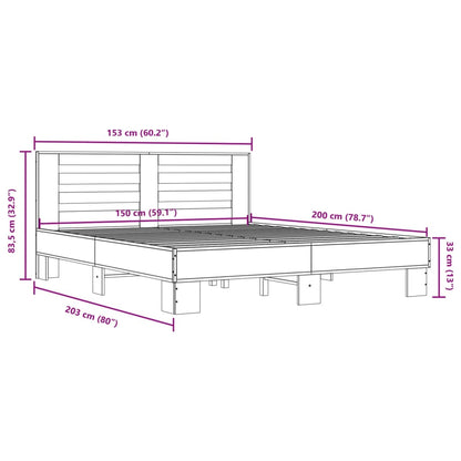 vidaXL Bed Frame without Mattress Grey Sonoma 150x200 cm King Size