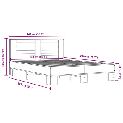 vidaXL Bed Frame without Mattress Black 140x200 cm