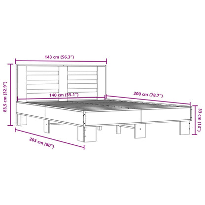 vidaXL Bed Frame without Mattress Sonoma Oak 140x200 cm