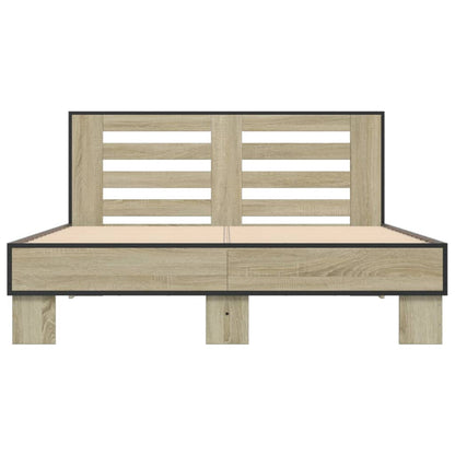 vidaXL Bed Frame | Sonoma oak | Engineered wood, metal, plywood | Double