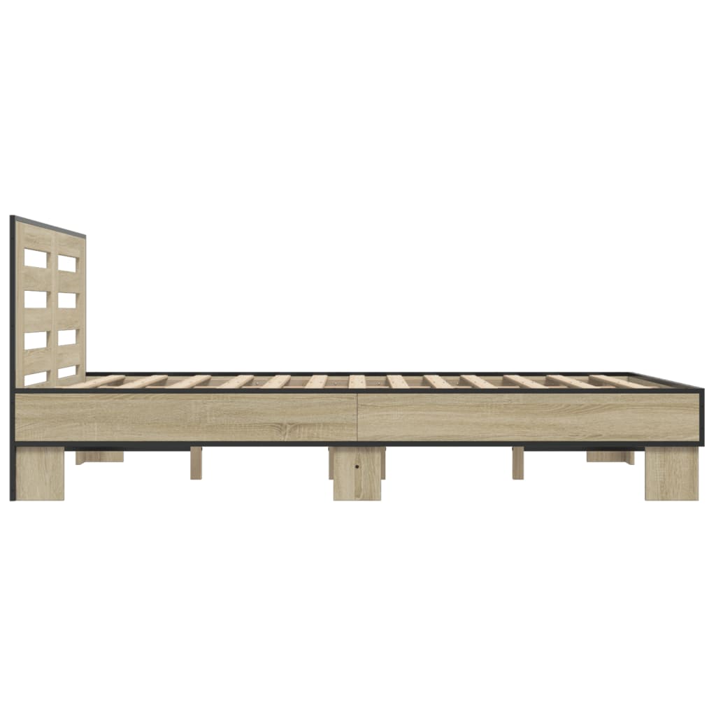 vidaXL Bed Frame | Sonoma oak | Engineered wood, metal, plywood | Double